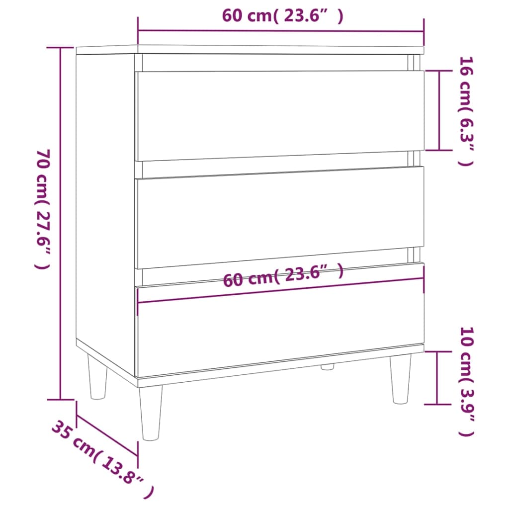 vidaXL Buffet Blanc brillant 60x35x70 cm Bois d'ingénierie