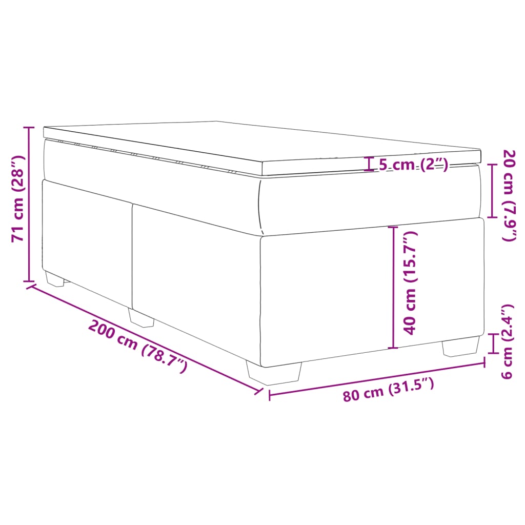 vidaXL Sommier à lattes de lit et matelas Noir 80x200 cm Velours