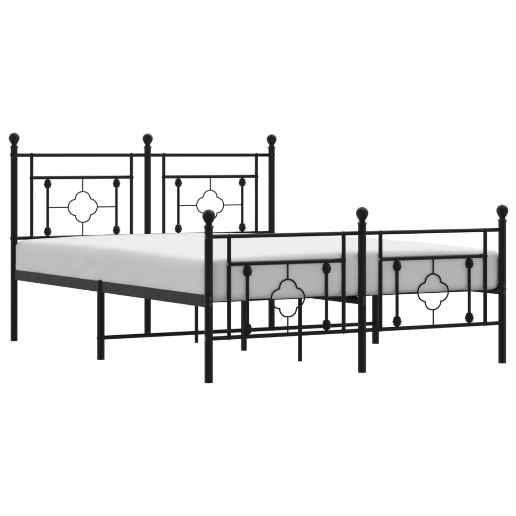 vidaXL Cadre de lit métal sans matelas avec pied de lit noir 135x190cm