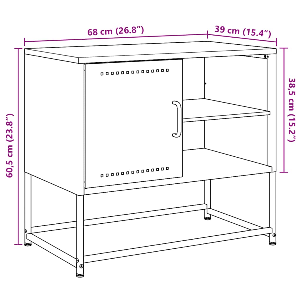 vidaXL Meuble TV anthracite 100,5x39x60,5 cm acier