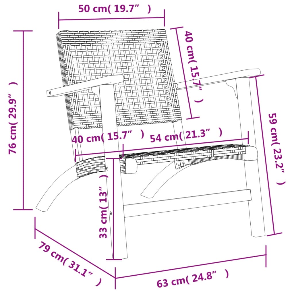 vidaXL Chaises de jardin lot de 2 beige résine tressée bois d’acacia