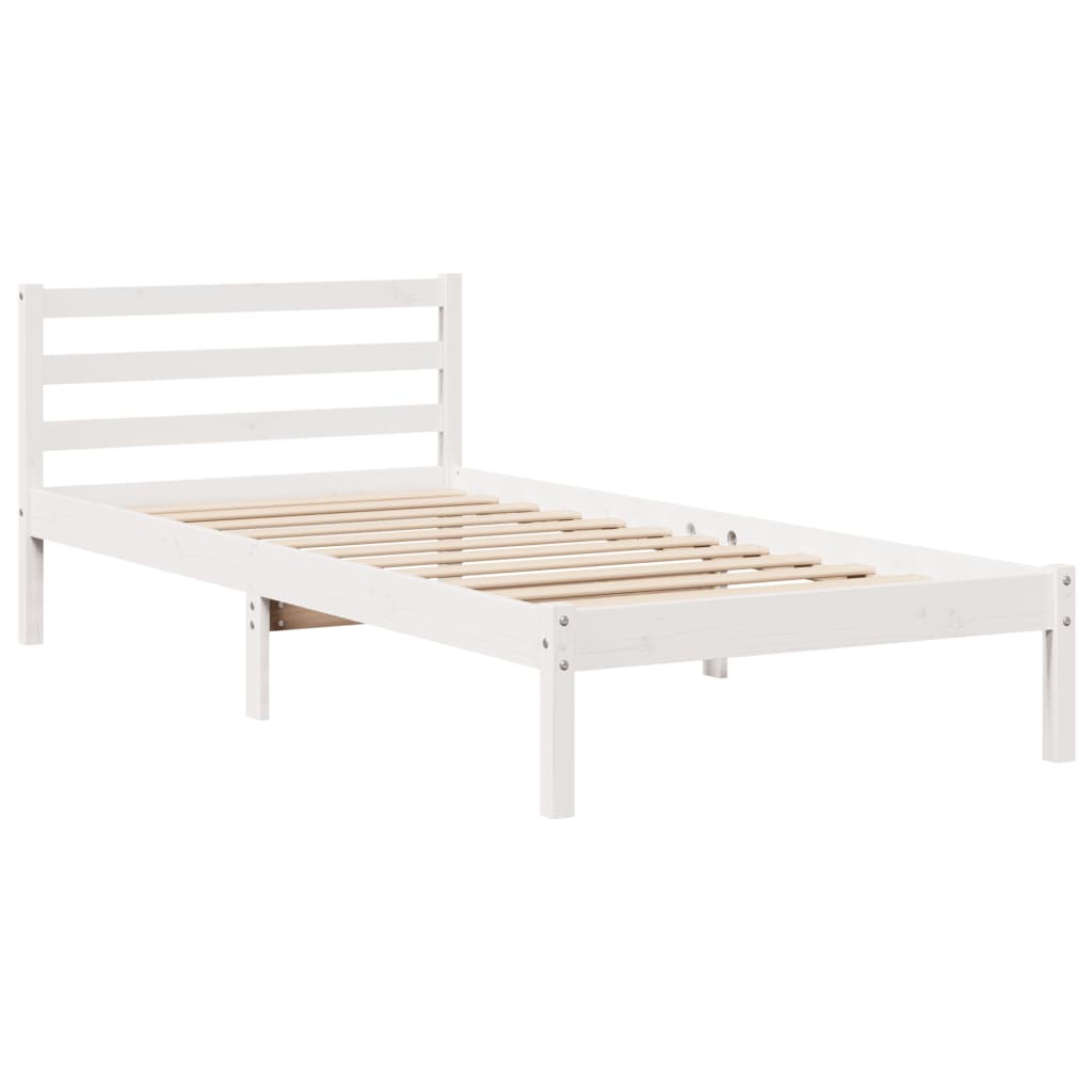 vidaXL Cadre de lit avec tête de lit sans matelas blanc 90x200 cm