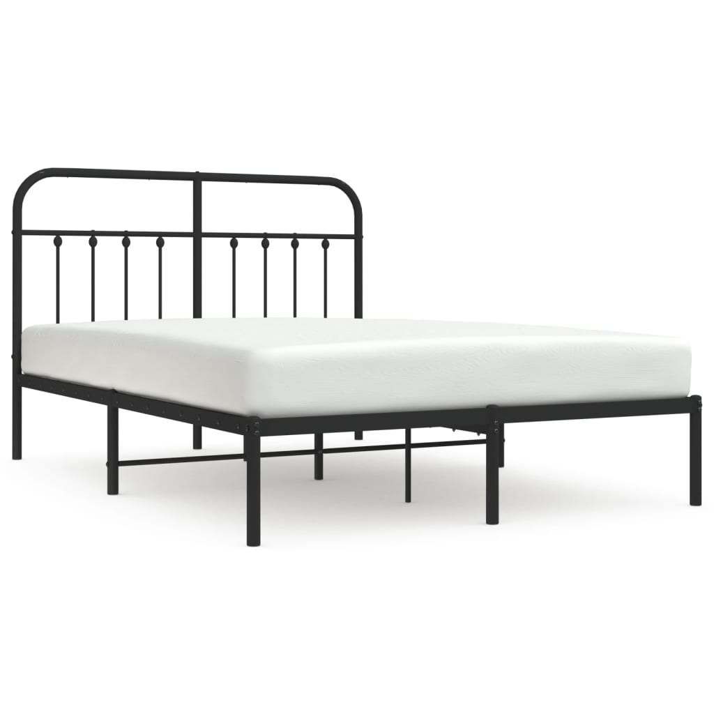 vidaXL Cadre de lit métal sans matelas avec tête de lit noir 150x200cm