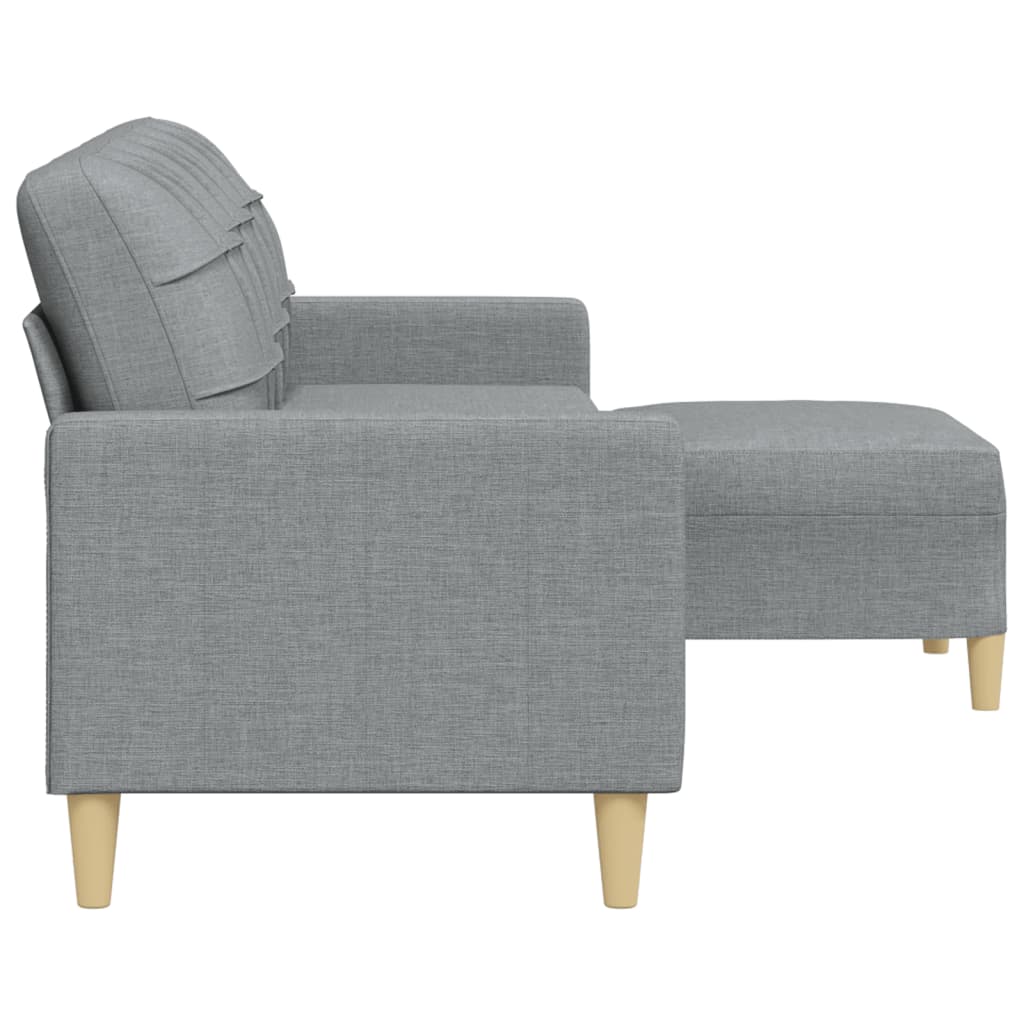 vidaXL Canapé à 3 places avec repose-pieds Gris clair 210 cm Tissu