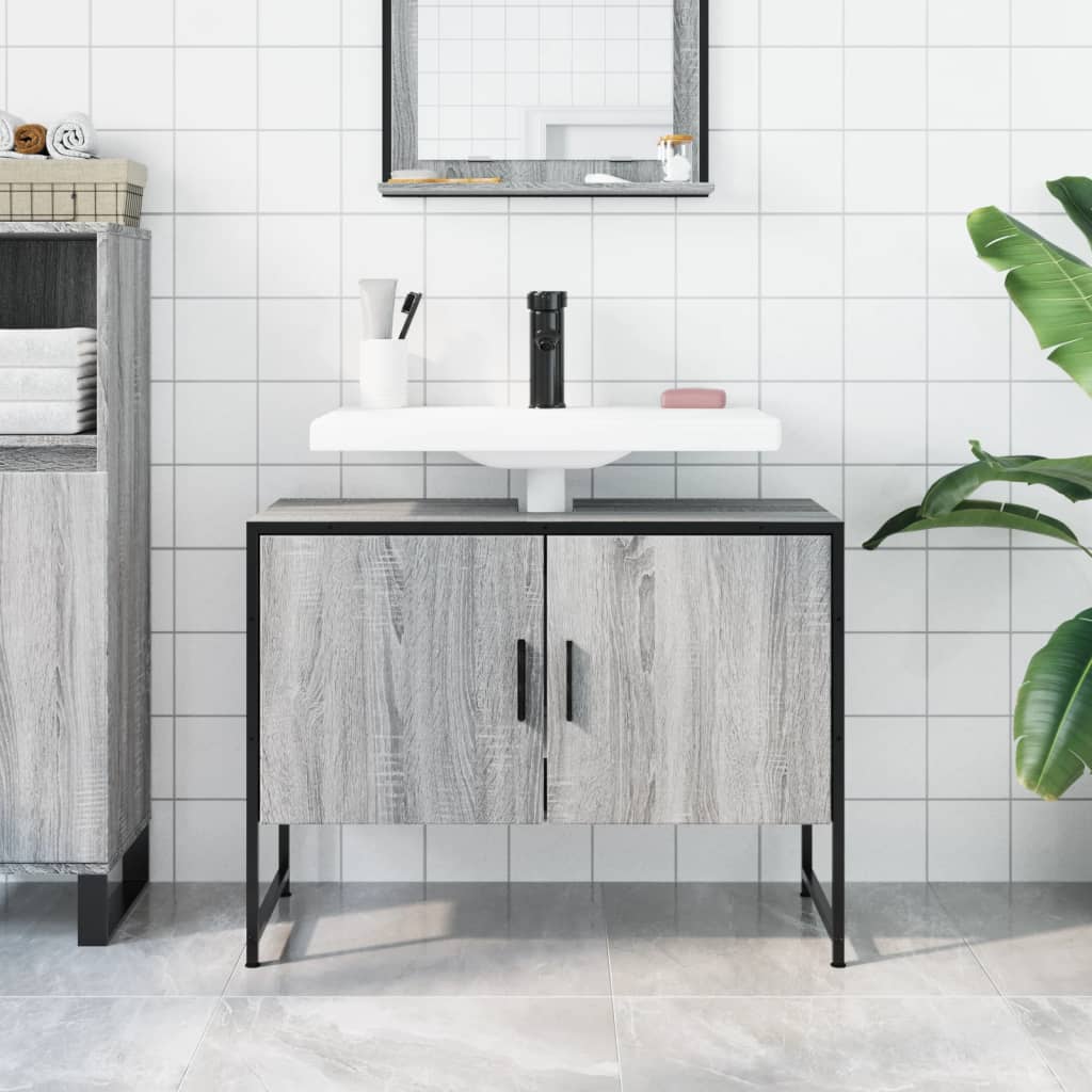 vidaXL Armoire lavabo de salle de bain sonoma gris bois d'ingénierie