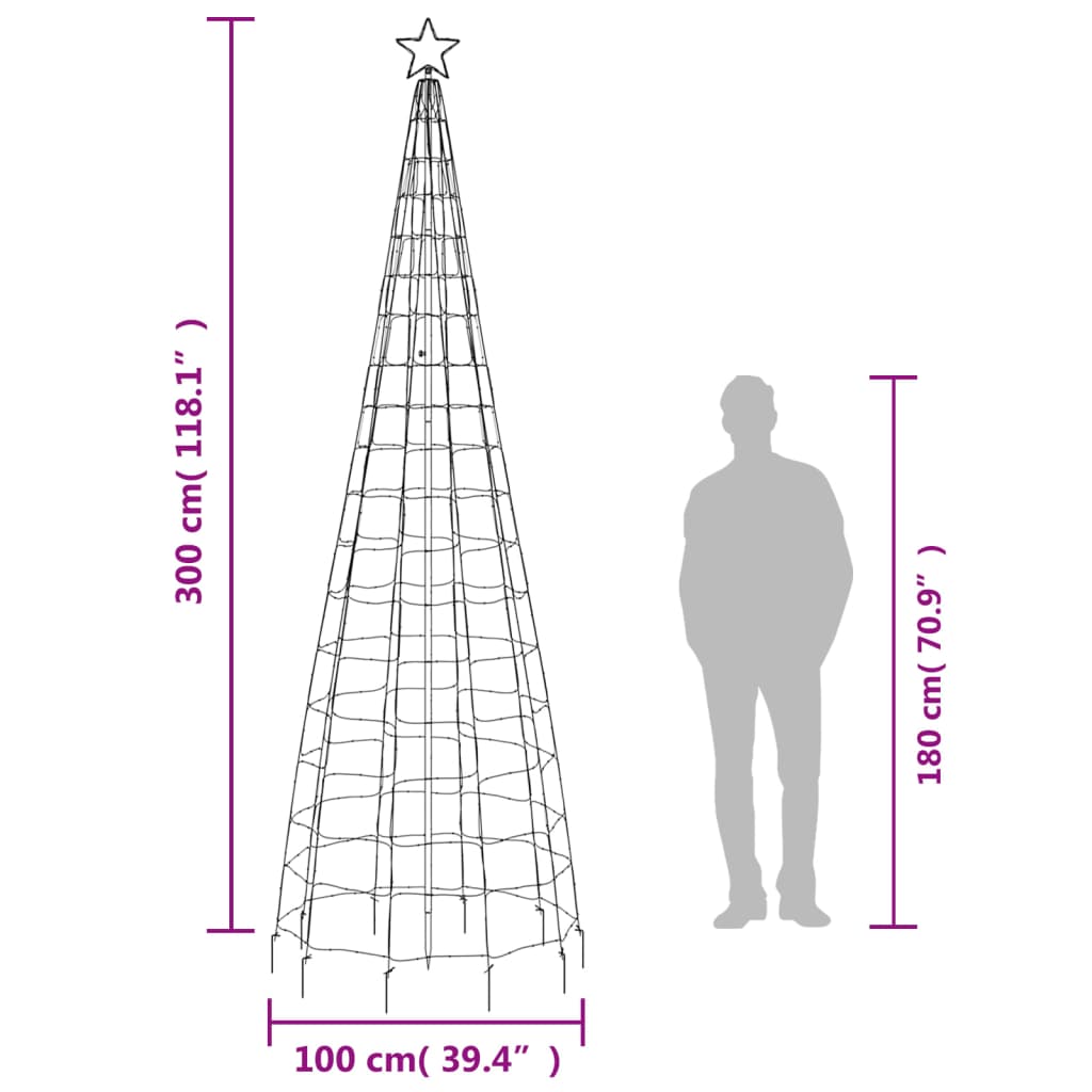 vidaXL Arbre de Noël lumineux avec piquets 570 LED blanc chaud 300 cm