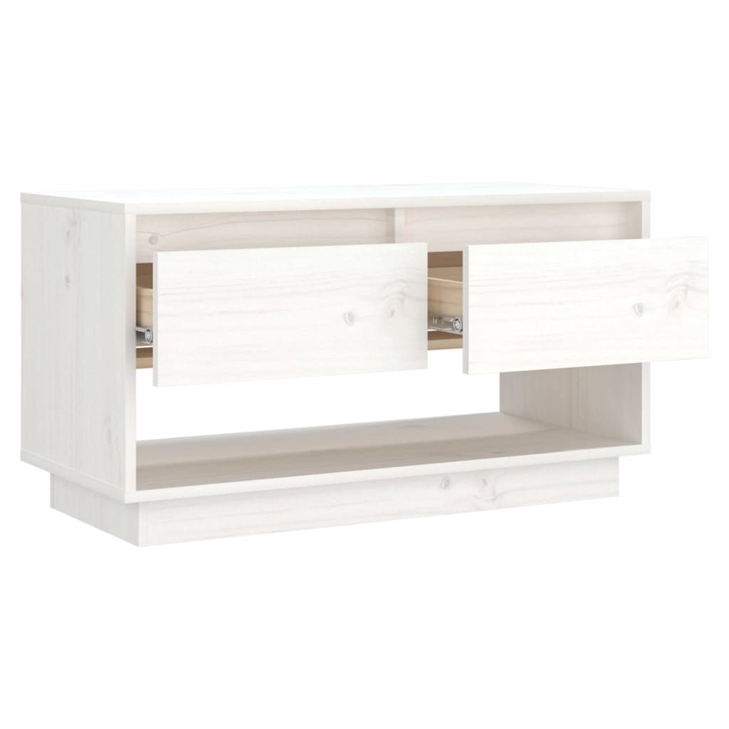 vidaXL Meuble TV Blanc 74x34x40 cm Bois de pin massif