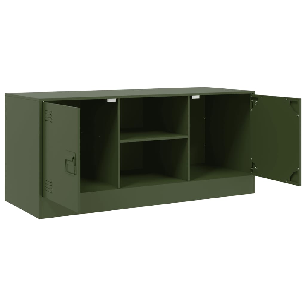 vidaXL Meuble TV vert olive 99x39x44 cm acier