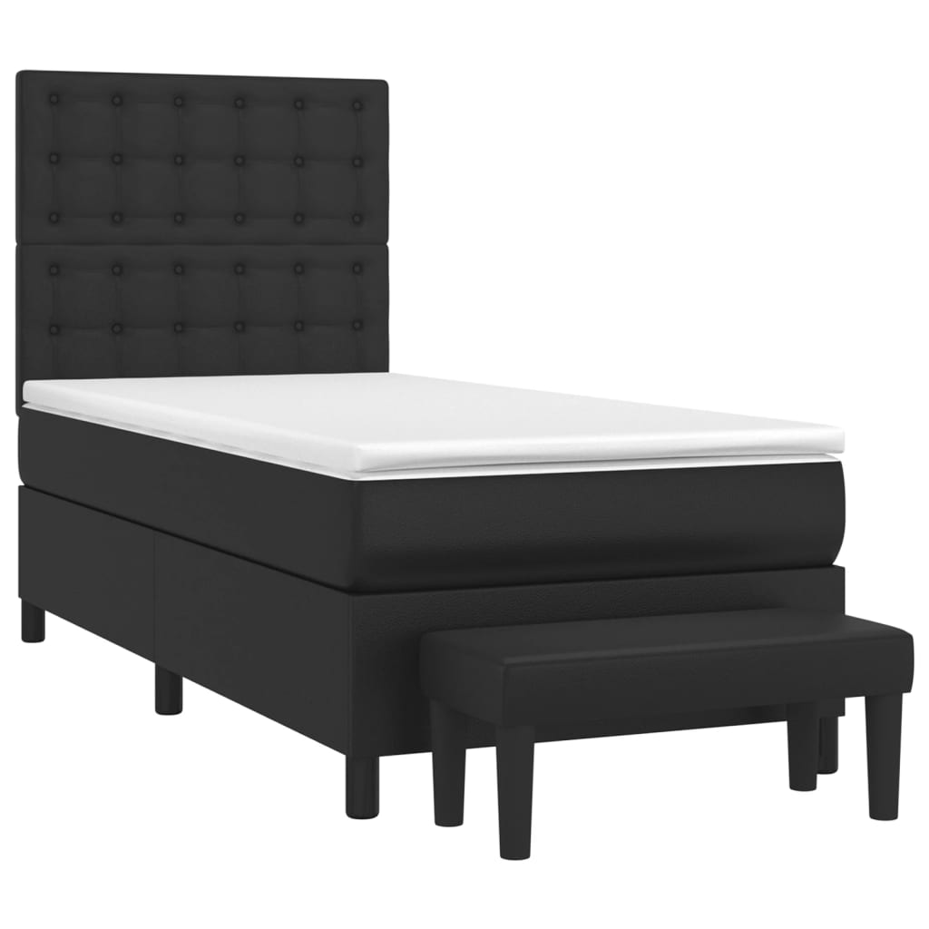 vidaXL Sommier à lattes de lit avec matelas Noir 100x200 cm Similicuir