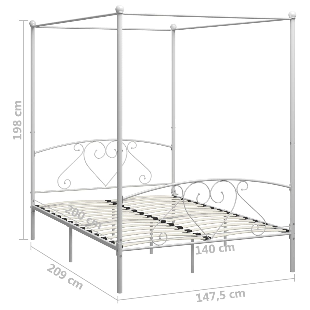 vidaXL Cadre de lit à baldaquin blanc 140 x 200 cm métal