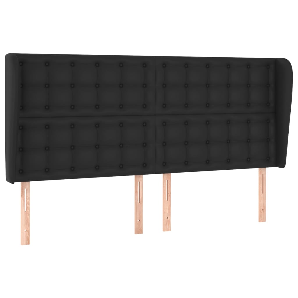 vidaXL Tête de lit avec oreilles Noir 163x23x118/128 cm Similicuir