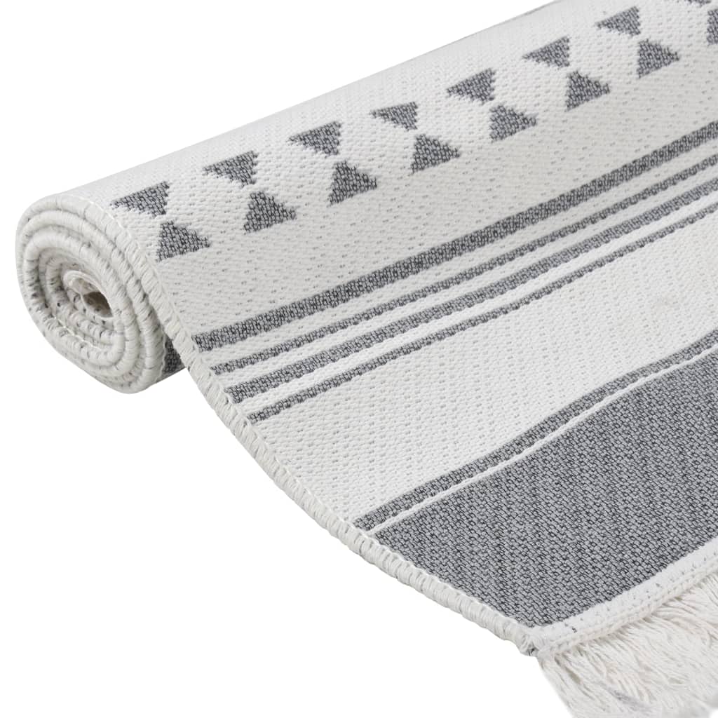 vidaXL Tapis Gris et blanc 160x230 cm Coton