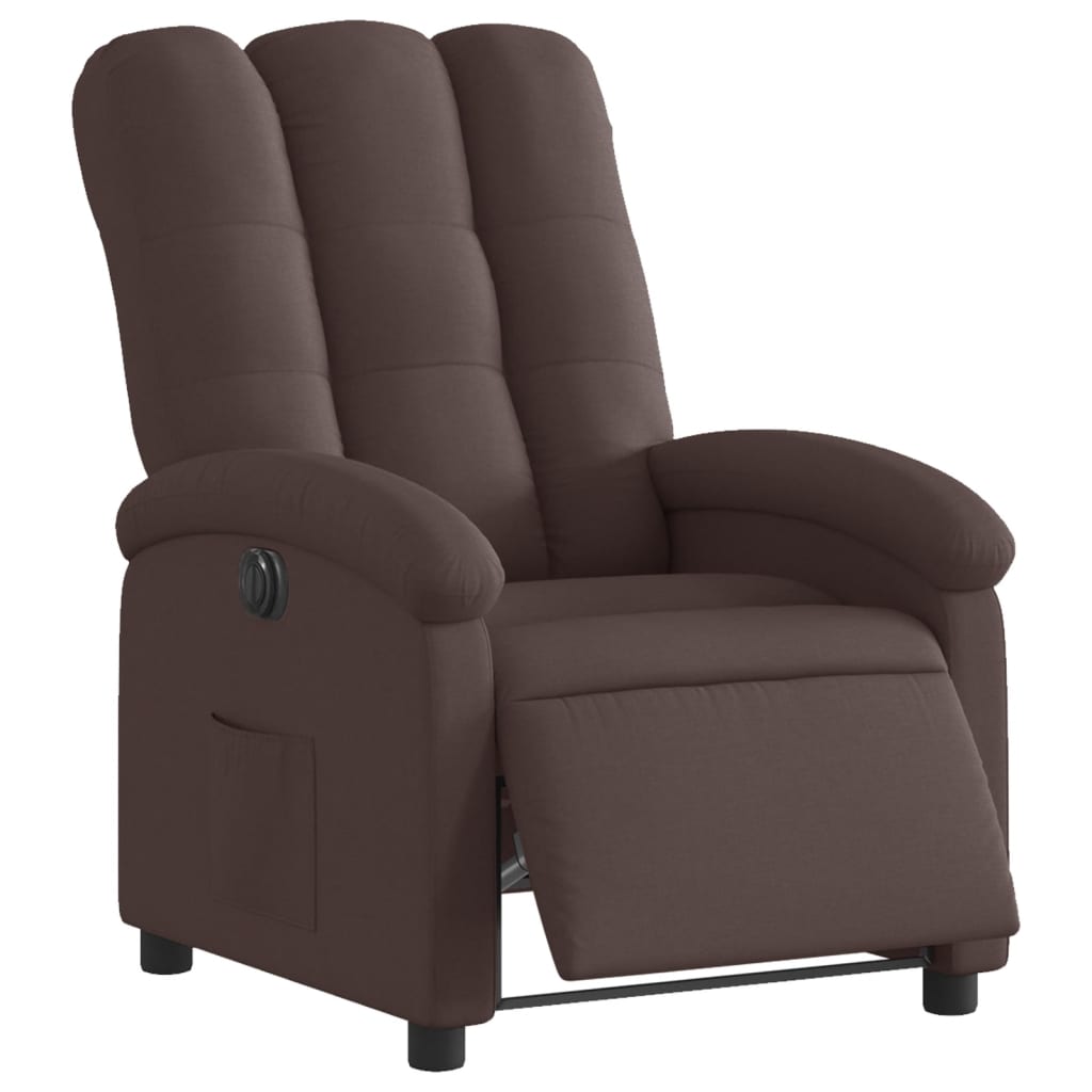 vidaXL Fauteuil inclinable électrique Marron foncé Tissu