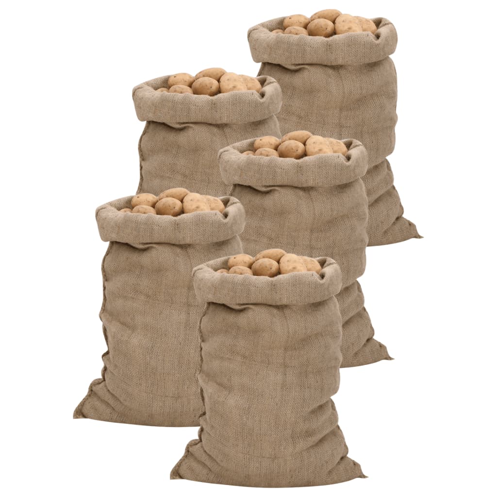 vidaXL Sacs en jute 5 pcs 60x105 cm 100 % jute 340 g/m²