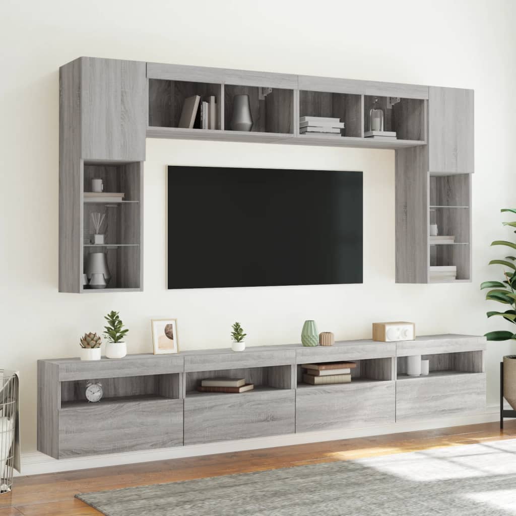 vidaXL Meuble TV mural avec lumières LED sonoma gris 60x30x40 cm