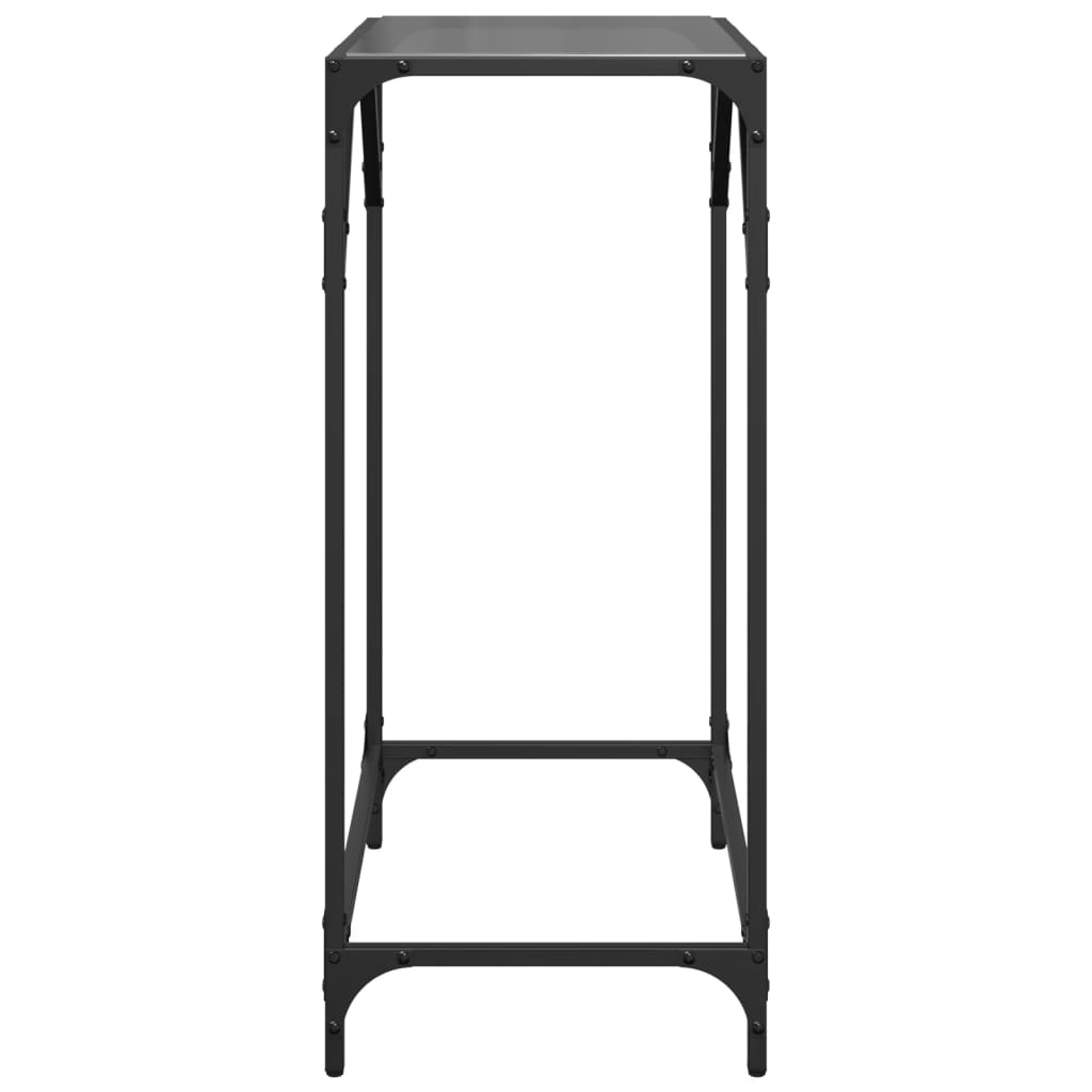 vidaXL Table console avec dessus en verre noir 60x35x81 cm acier