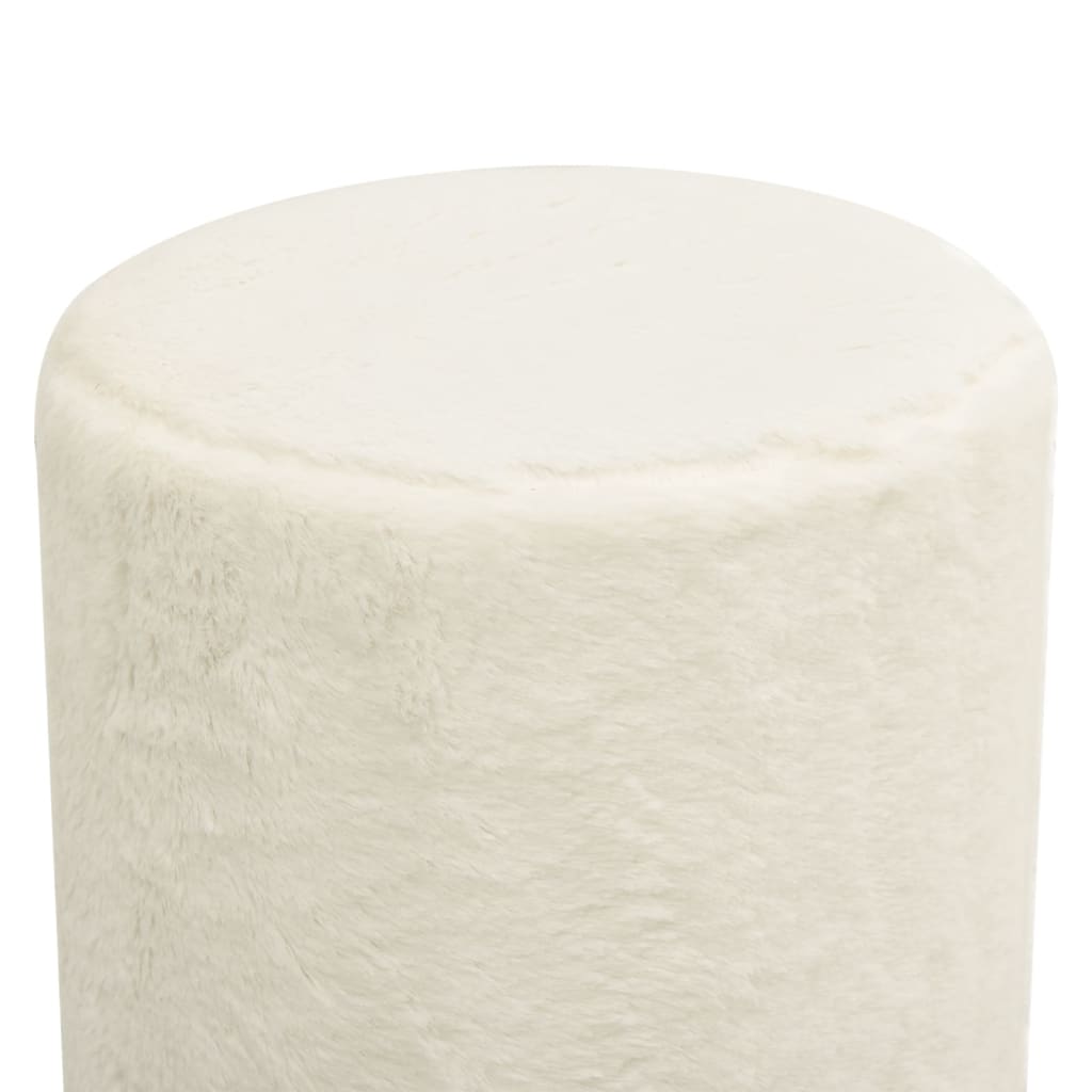 vidaXL Tabouret rond Blanc Peluche