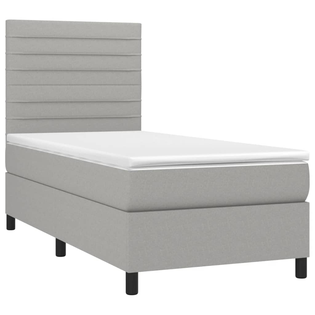 vidaXL Sommier à lattes de lit avec matelas Gris clair 90x200 cm Tissu