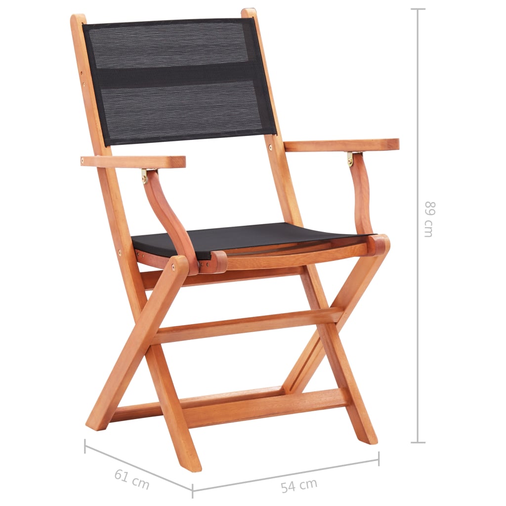 vidaXL Chaises pliables de jardin lot de 2 Noir Eucalyptus textilène