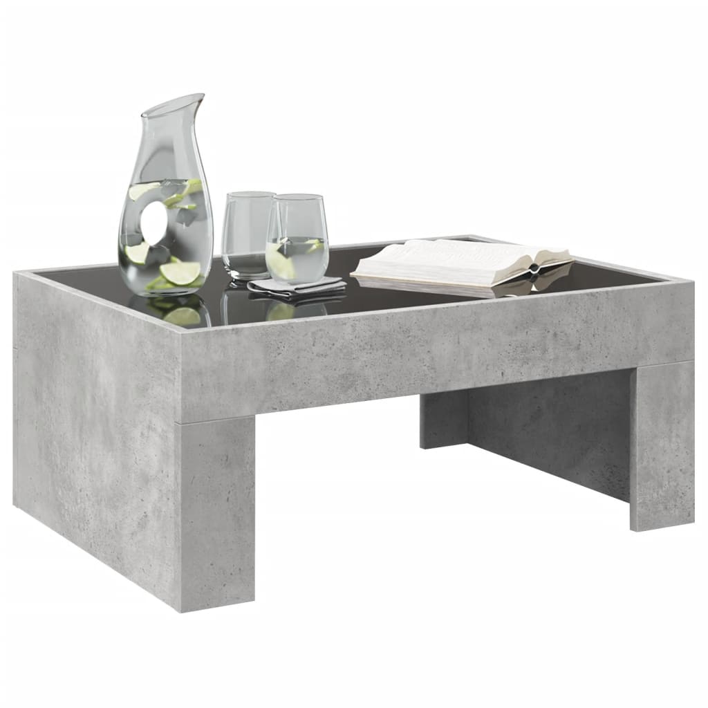 vidaXL Table basse avec LED infini gris béton 70x50x30 cm