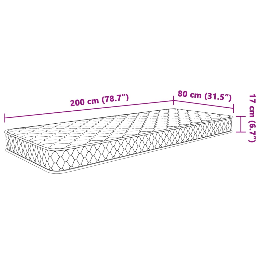 vidaXL Matelas en mousse à mémoire de forme blanc 80x200x17 cm