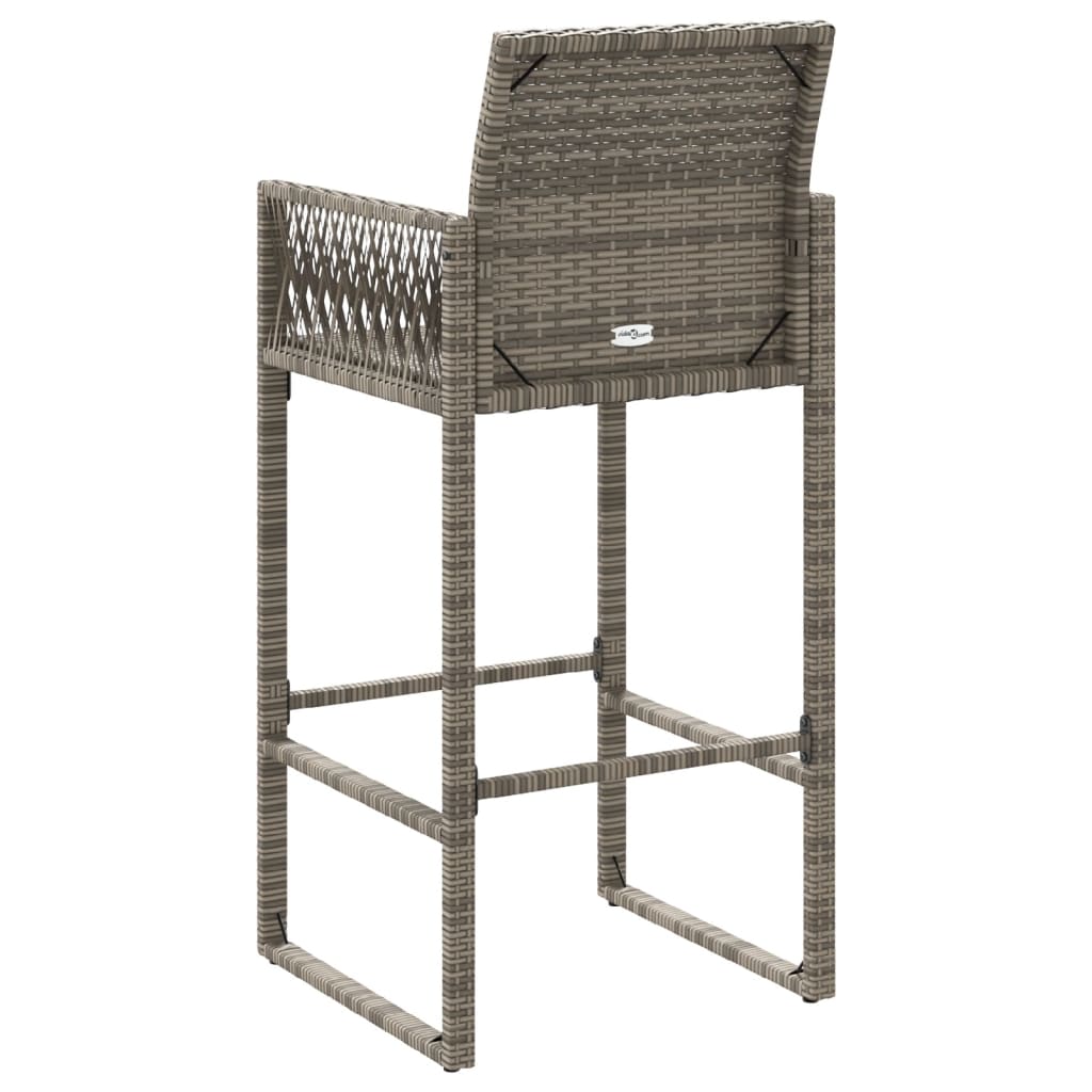 vidaXL Tabourets de bar de jardin lot de 2 gris résine tressée