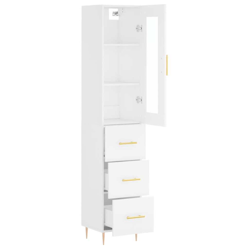 vidaXL Buffet haut Blanc 34,5x34x180 cm Bois d'ingénierie