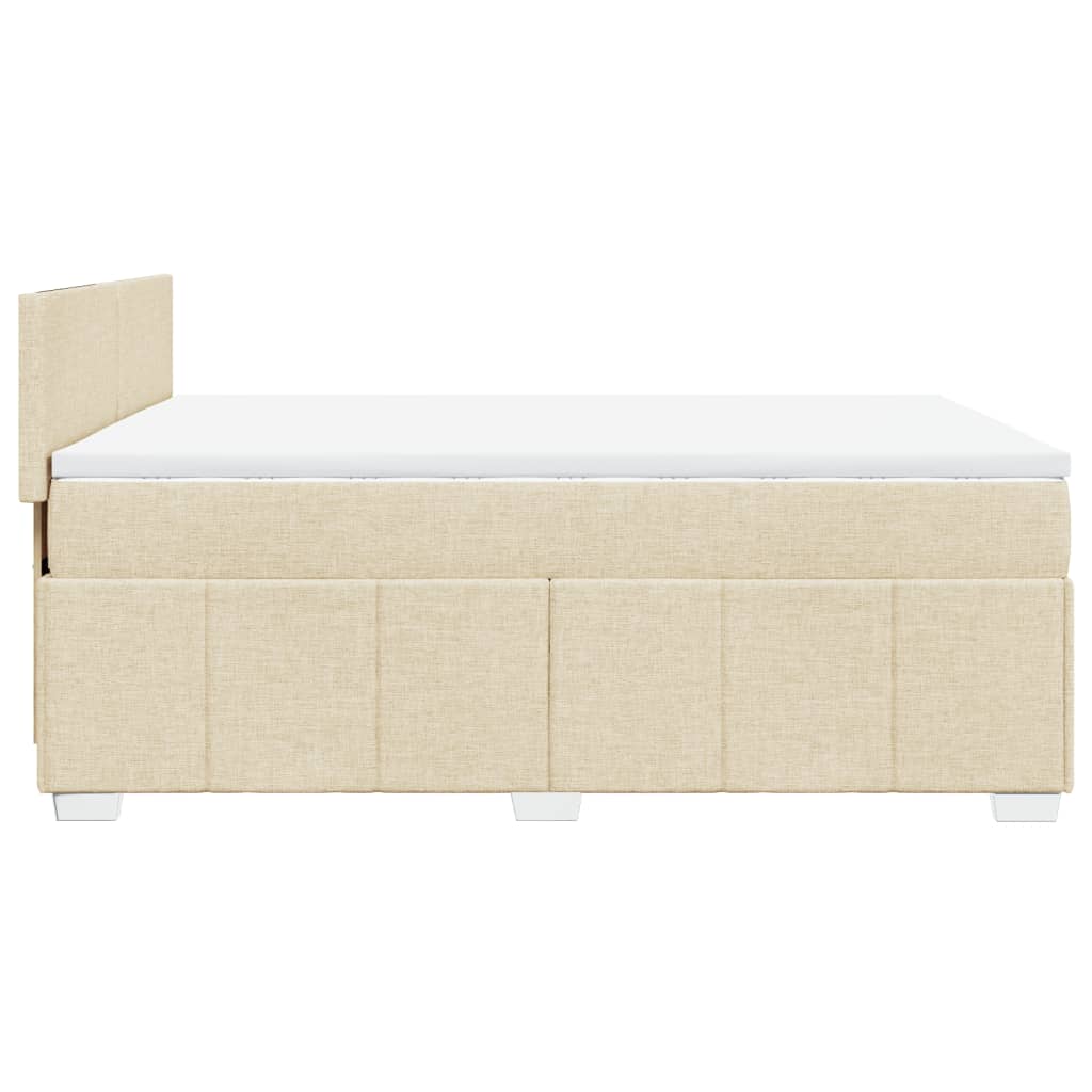 vidaXL Sommier à lattes de lit avec matelas Crème 140x190 cm Tissu