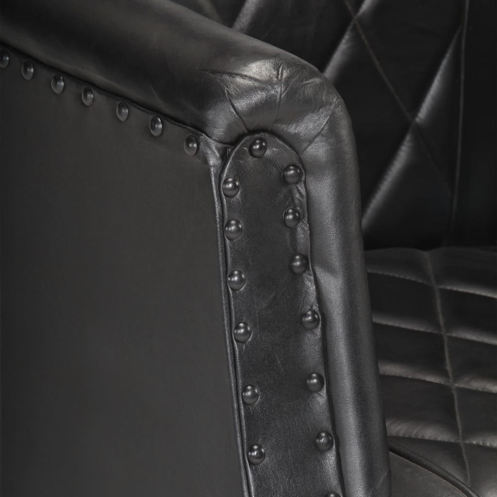 vidaXL Chaise cabriolet Noir Cuir véritable de chèvre