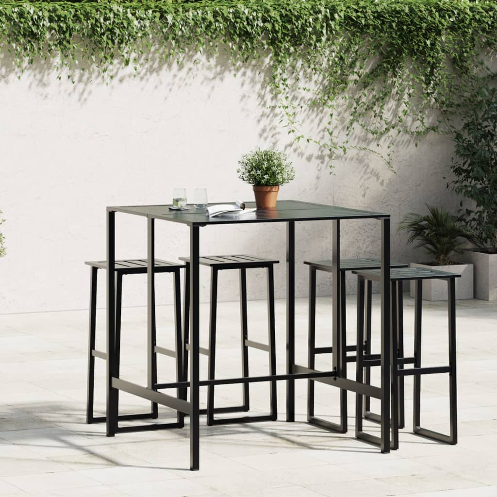 vidaXL Table de bar noir 100x100x110 cm acier enduit de poudre