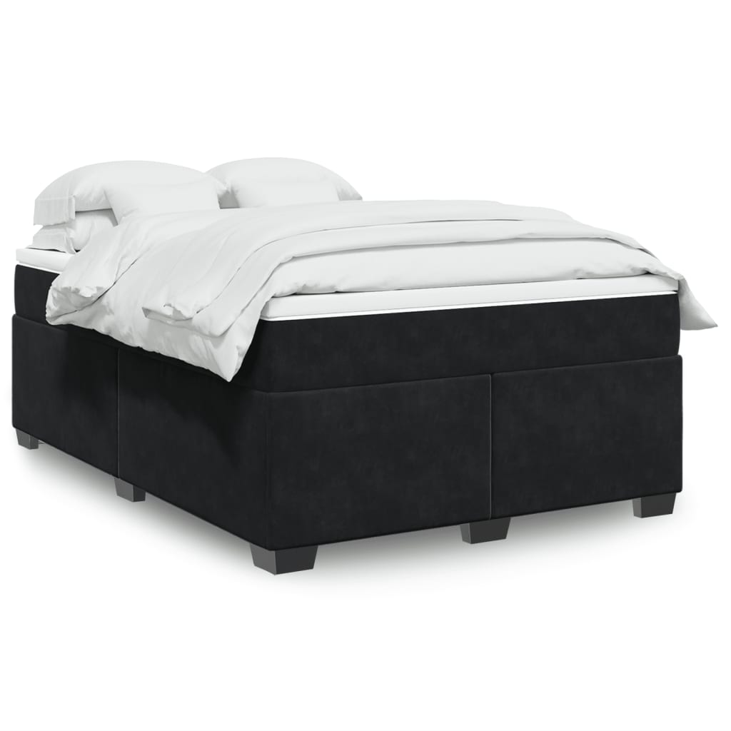 vidaXL Sommier à lattes de lit avec matelas Noir 140x190 cm Velours