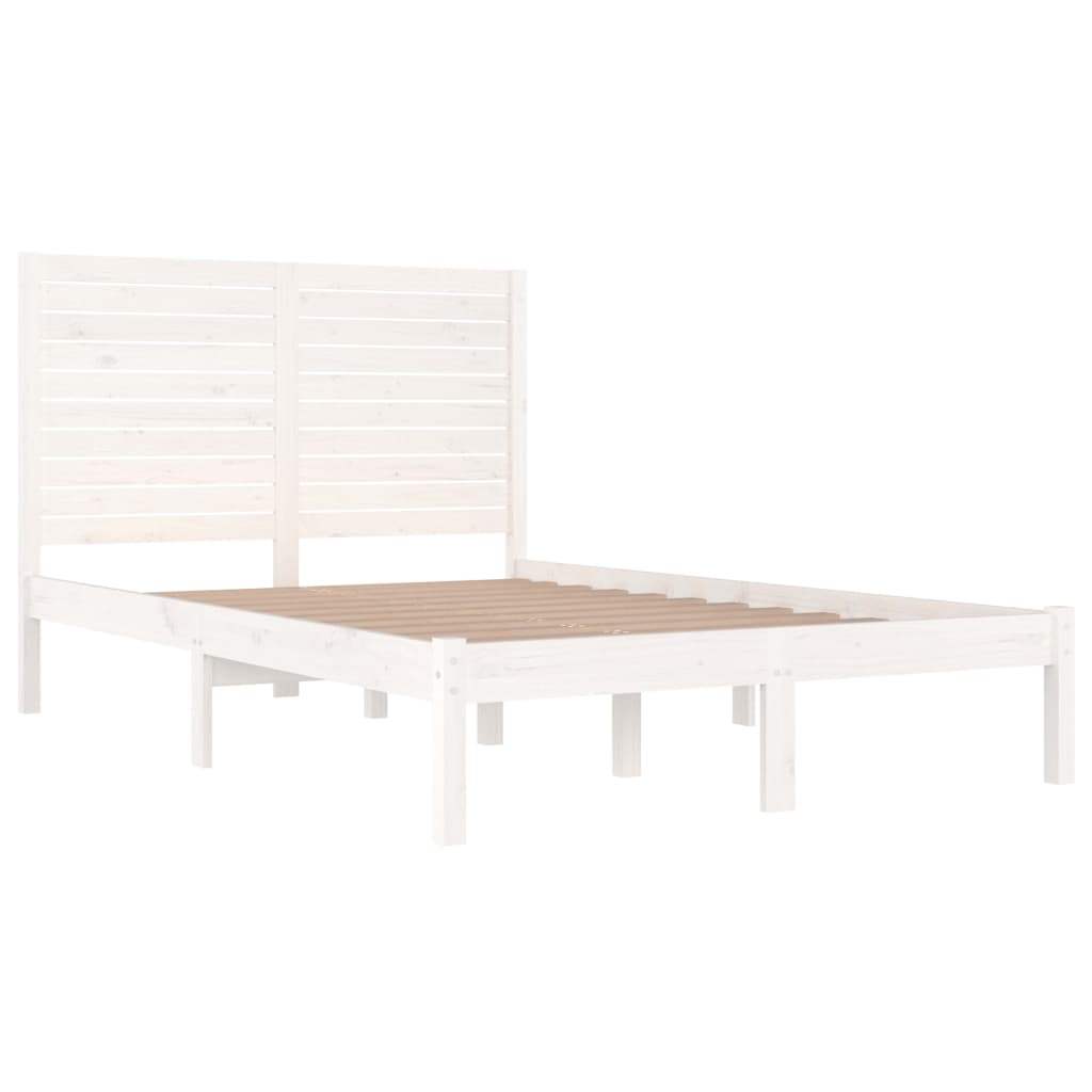 vidaXL Cadre de lit Blanc Bois massif 135x190 cm Double