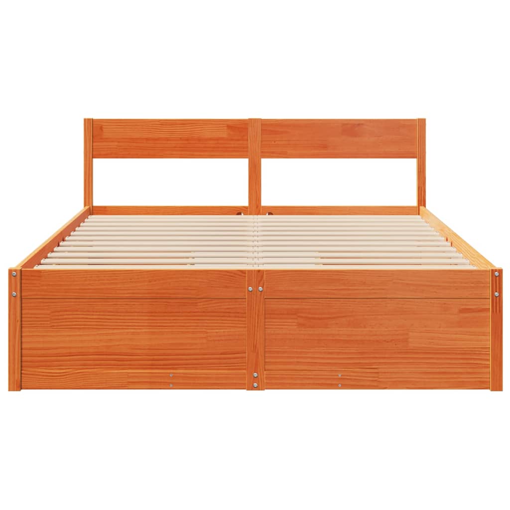 vidaXL Cadre de lit sans matelas cire marron 140x200cm bois pin massif