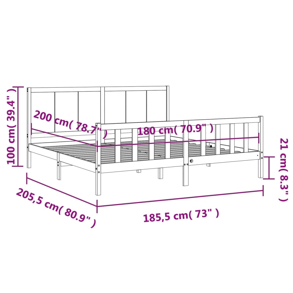 vidaXL Cadre de lit sans matelas bois massif de pin