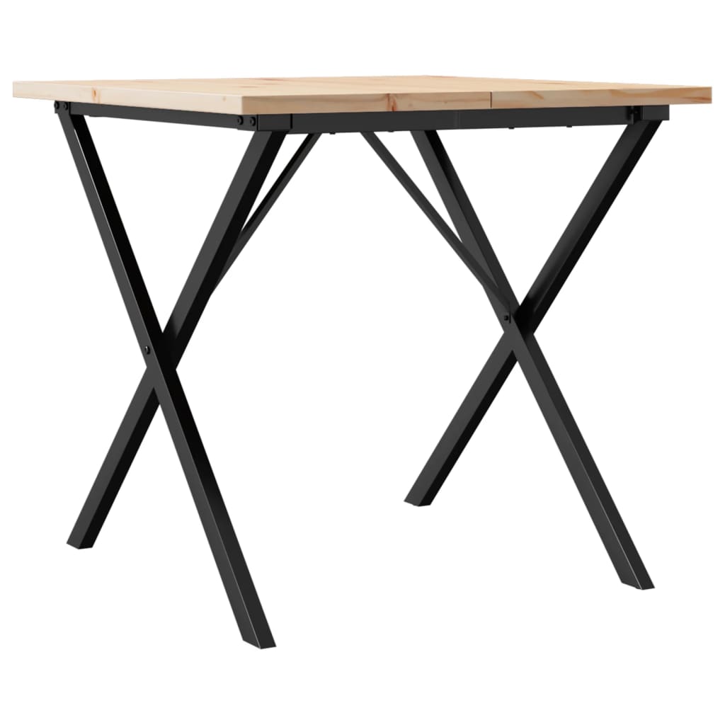 vidaXL Table à manger cadre en X 90x90x75,5cm bois de pin massif fonte