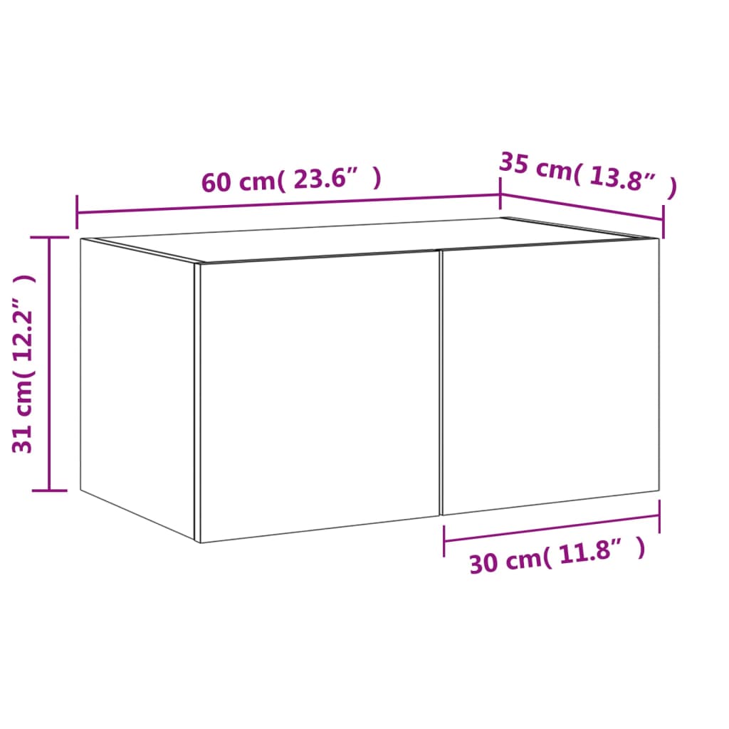 vidaXL Meuble TV mural avec lumières LED chêne sonoma 60x35x31 cm