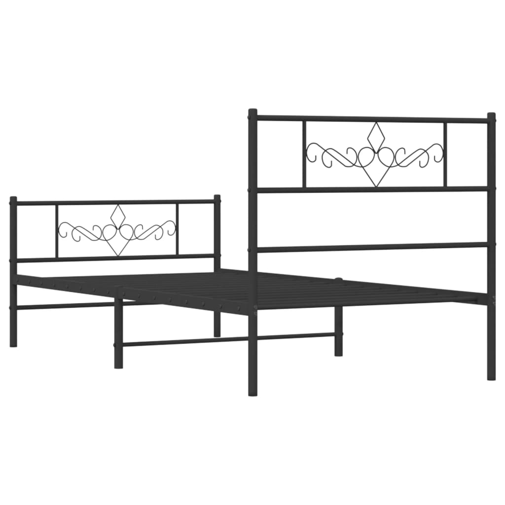 vidaXL Cadre de lit métal sans matelas et pied de lit noir 100x200 cm