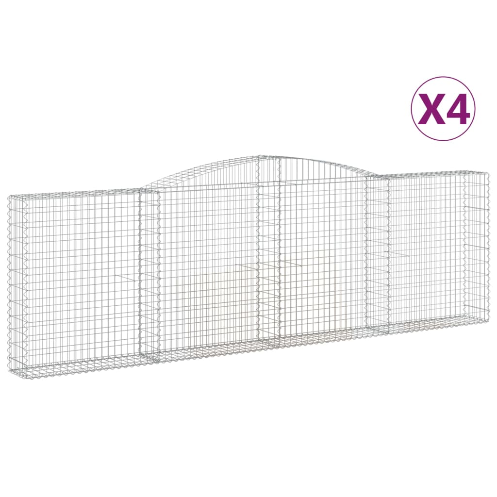 vidaXL Paniers à gabions arqués 4 pcs 400x30x120/140 cm Fer galvanisé