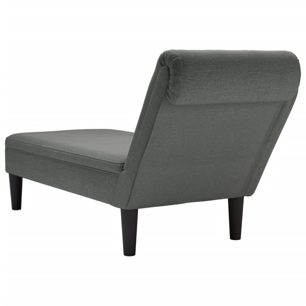 vidaXL Fauteuil long avec coussin et accoudoir droit gris foncé tissu