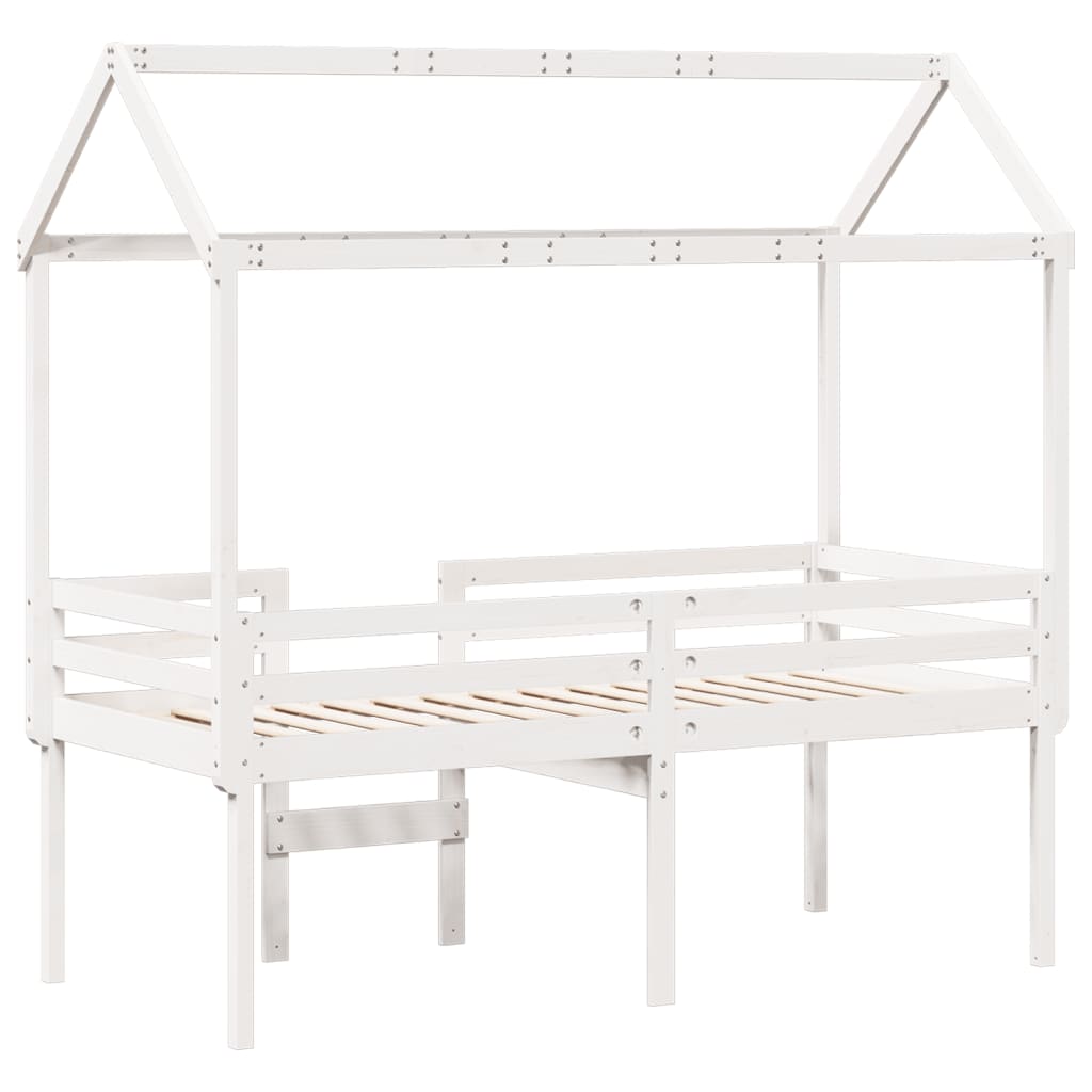 vidaXL Lit haut avec toit blanc 75x190 cm bois de pin massif