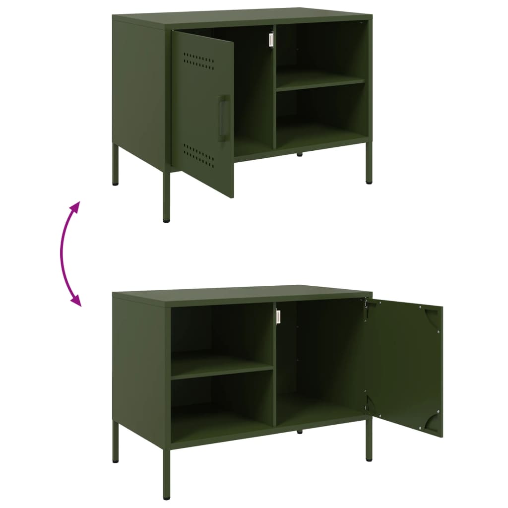 vidaXL Meuble TV vert olive 68x39x50,5 cm acier