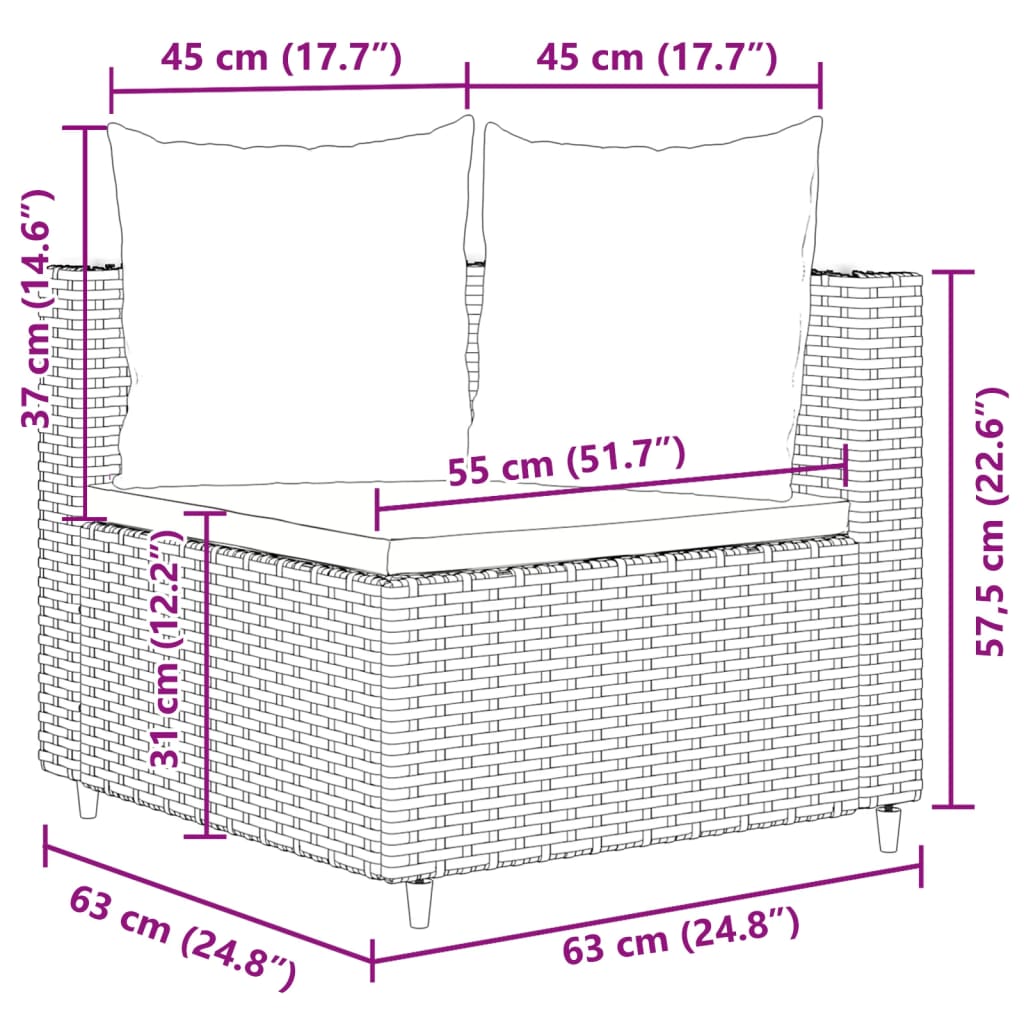 vidaXL Salon de jardin 6 pcs avec coussins noir résine tressée