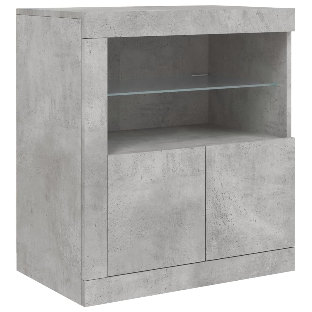 vidaXL Buffet avec lumières LED gris béton 283x37x67 cm