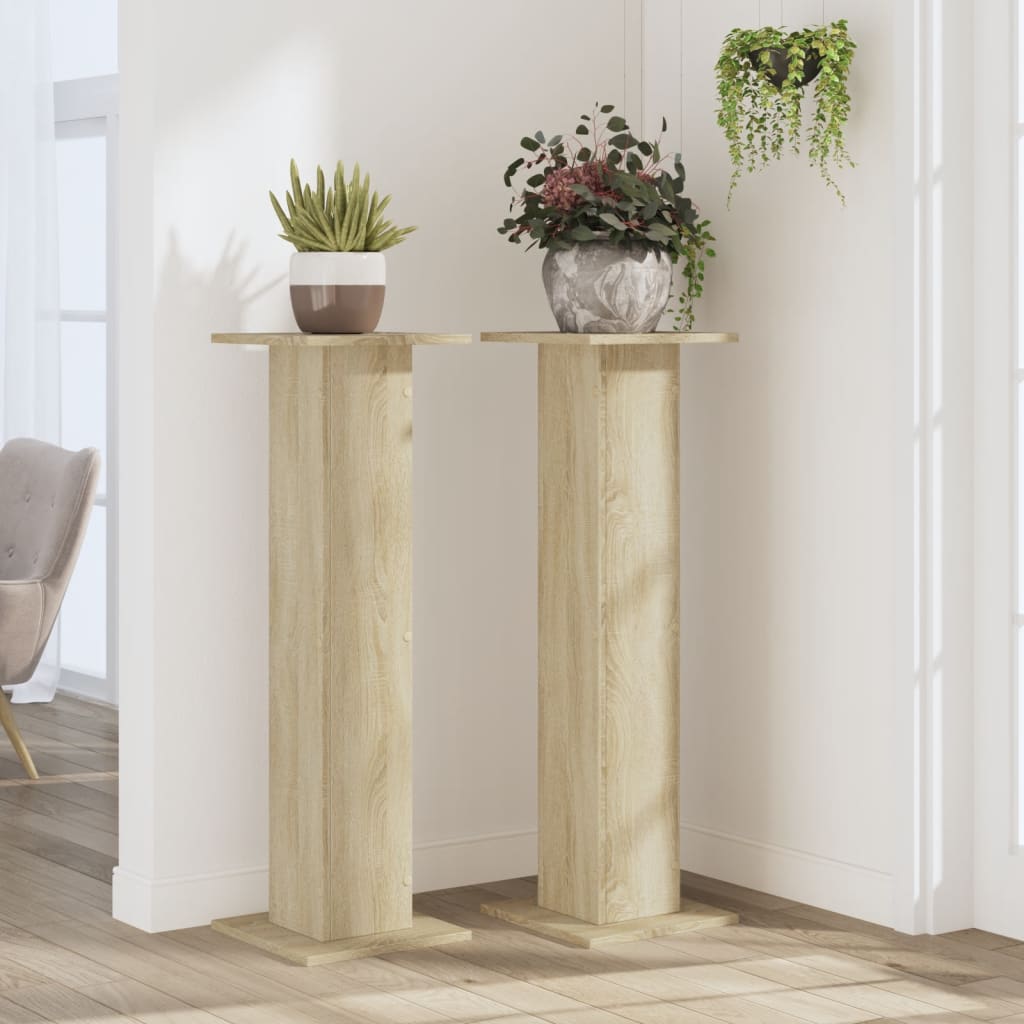 vidaXL Supports pour plantes 2 pcs chêne sonoma bois d'ingénierie