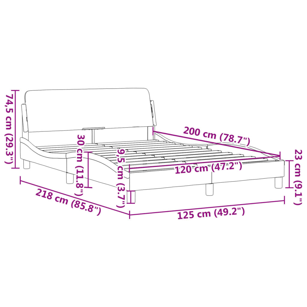 vidaXL Cadre de lit sans matelas crème 120x200 cm tissu