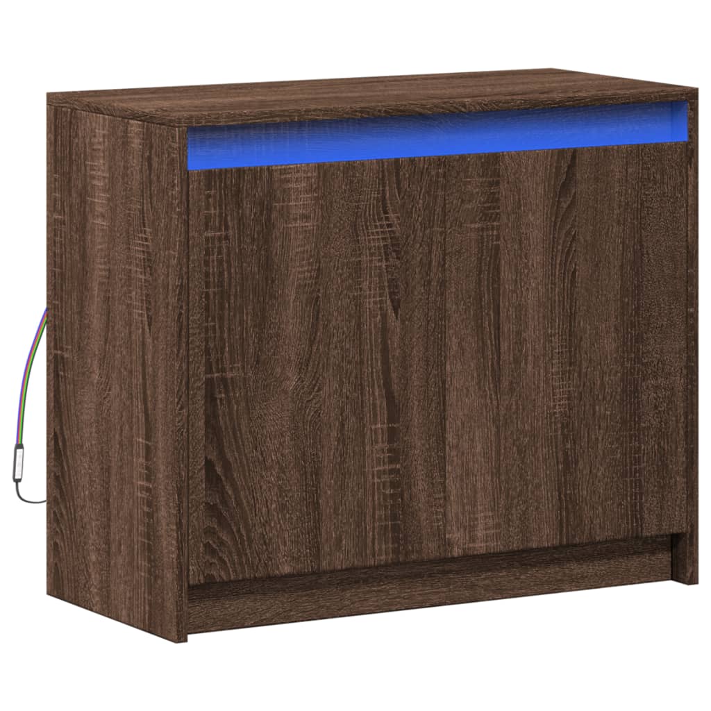 vidaXL Buffet avec LED chêne marron 72x34x61 cm bois d'ingénierie