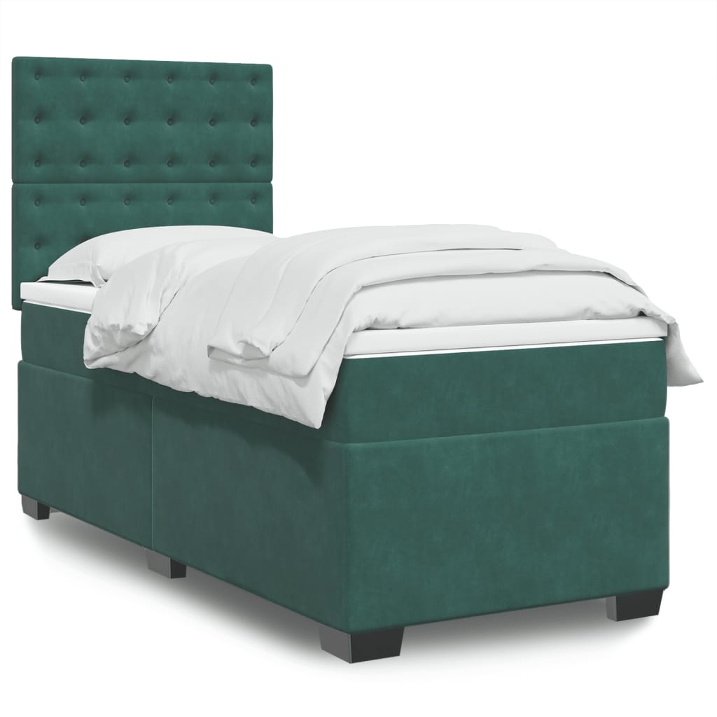 vidaXL Sommier à lattes de lit avec matelas Vert foncé 90x190 cm