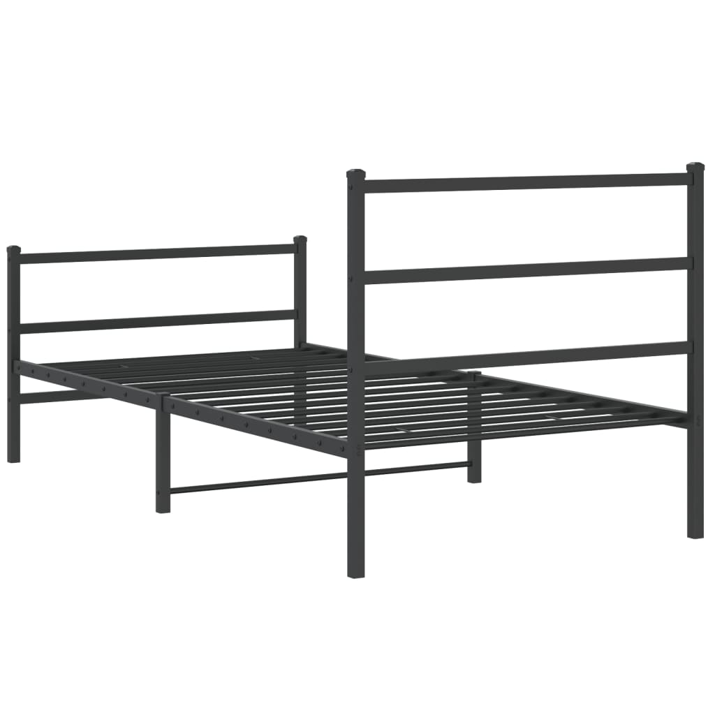 vidaXL Cadre de lit métal sans matelas avec pied de lit noir 107x203cm