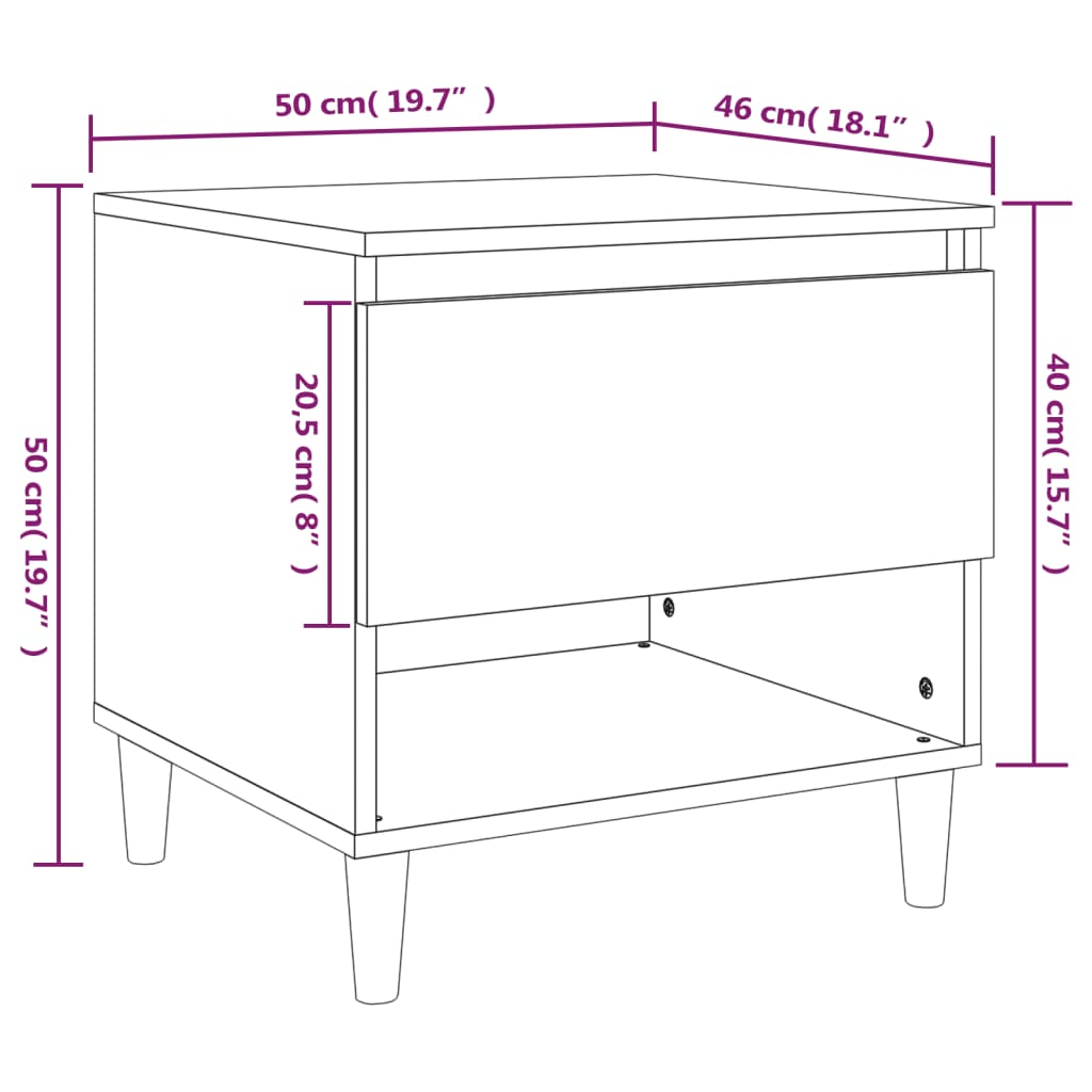 vidaXL Table de chevet Chêne sonoma 50x46x50 cm Bois d'ingénierie