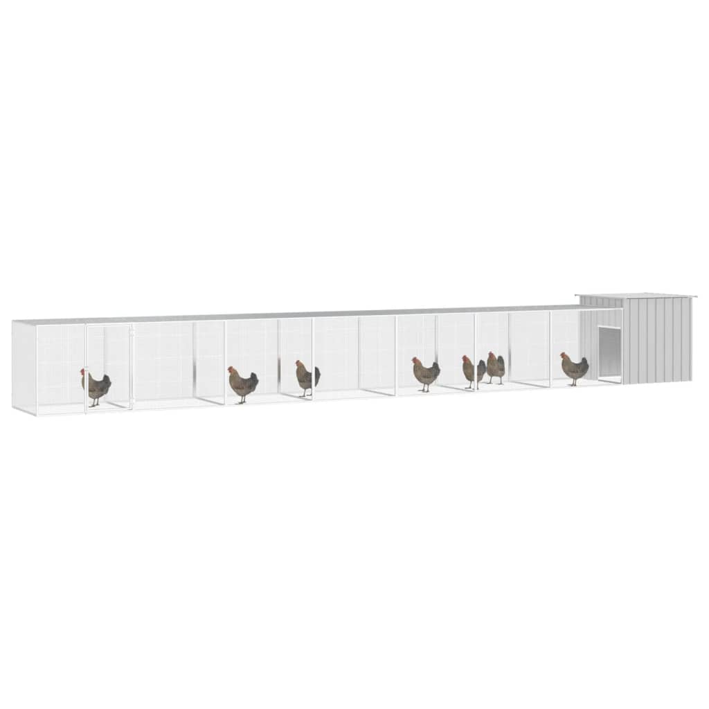 vidaXL Cage pour poules Gris 700x91x100 cm Acier galvanisé